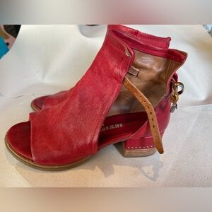 As98 as.98 red leather sandals sz 38/8 a.s.98